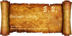 Balogh Ulrik névjegykártya